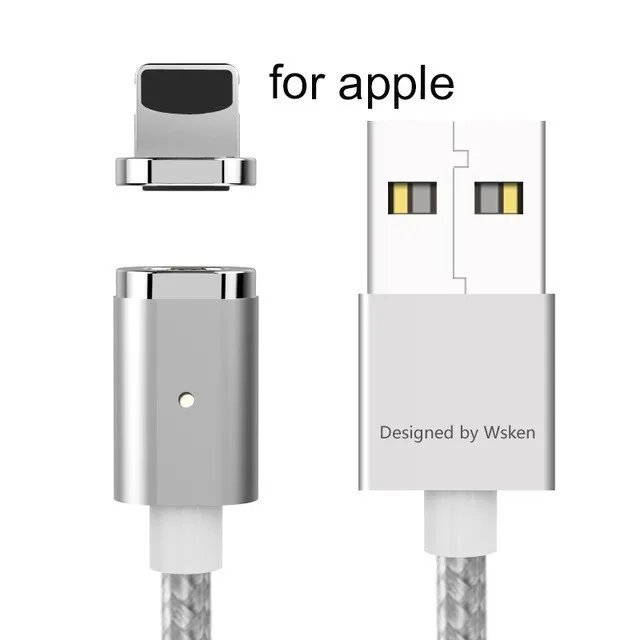 For Apple Cable Wsken Mini 2 Магнитный usb кабель для зарядки Micro usb type C шнур для быстрой зарядки для iPhone 7 6s Магнитный штекер магнитные кабели - Цвет: For Apple Cable
