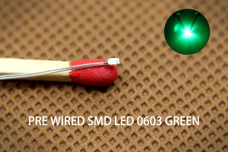 T0603 20 шт. 0603 SMD светодиодный S предварительно припаянный micro litz проводной СВЕТОДИОД Синий Зеленый Оранжевый Красный Желтый SMD светодиодный - Цвет: Зеленый