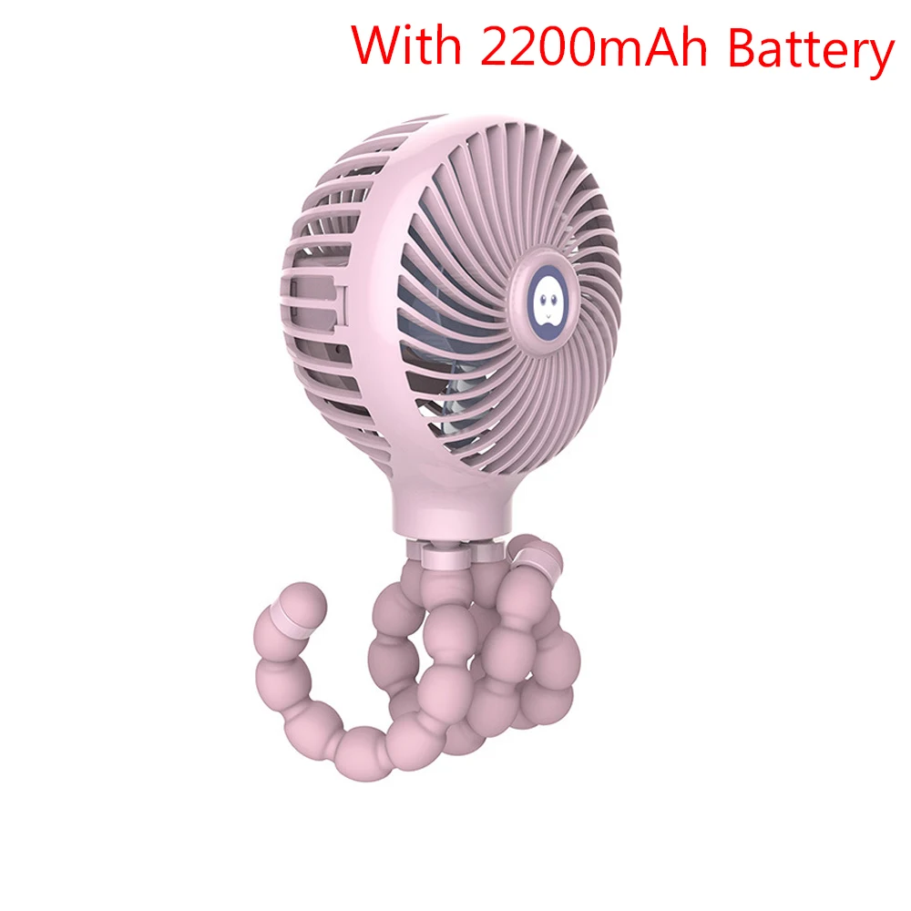 Мини Портативный подвесной вентилятор с 3 скоростями, регулируемый портативный usb-вентилятор для зарядки, кулер для детской коляски, студенческого использования - Color: Pink