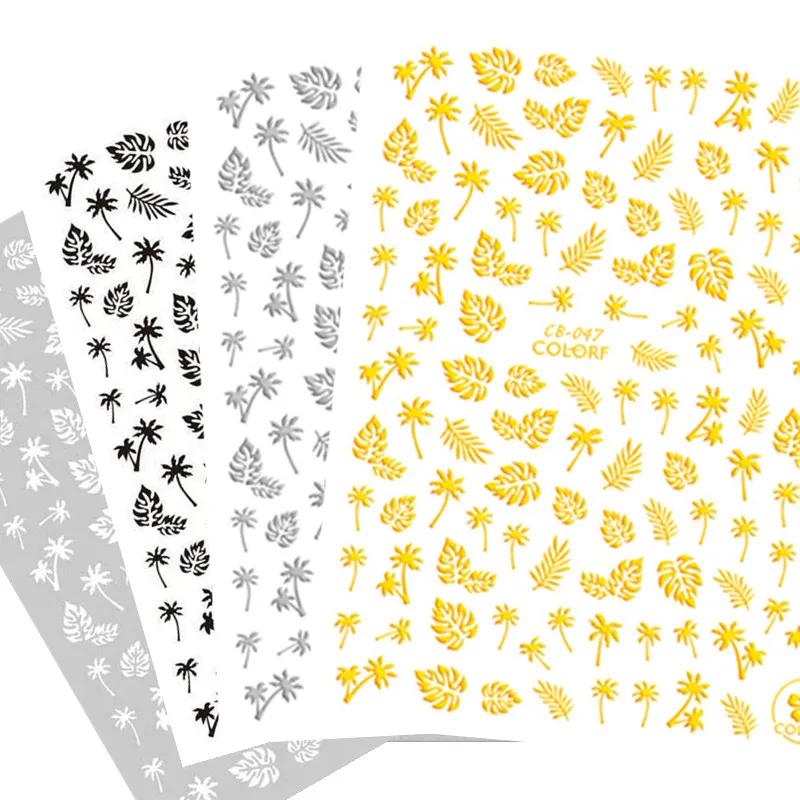 

Newest CB-47 GOLD SILVER leaves series laser designs3d nail art letter fashionTemplate sticker decal MAGICO