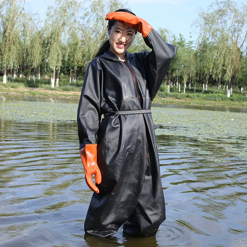 Waterproof Whole Body Fishing Wader Pants Hooded Non-Slip Boots Outdoor  Breed Wading Trousers Fishery Aquaculture Gloves 0.9mm