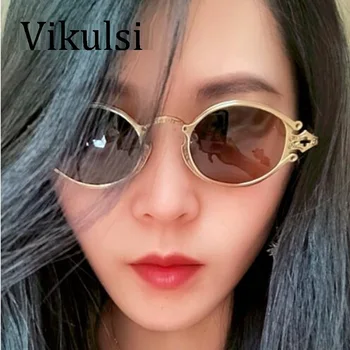 

2019 New Arrival Fashion Vintage Small Oval Sunglasses Brand Metal carving Frame Punk Sun Glasses Women Men Trend Shades UV400