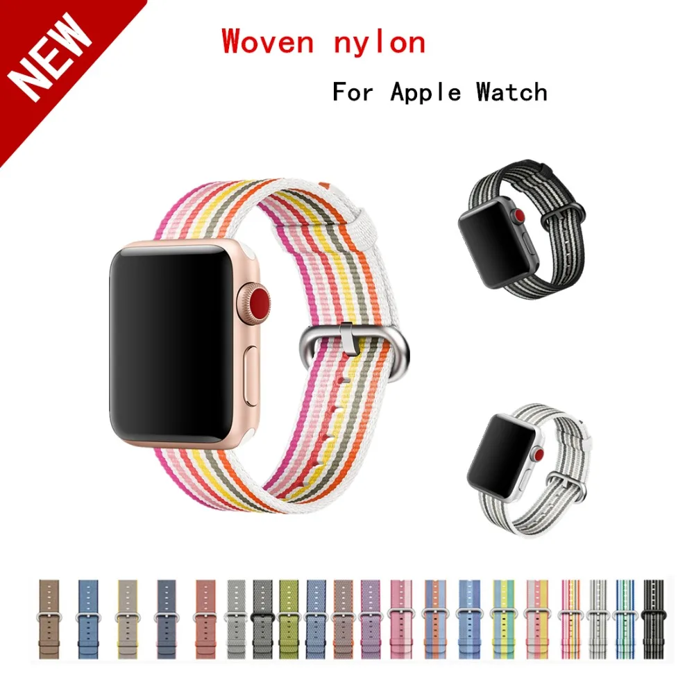 Нейлоновый ремешок для Apple Watch 3 2 1 iWatch 42 мм 38 браслет на запястье спортивные