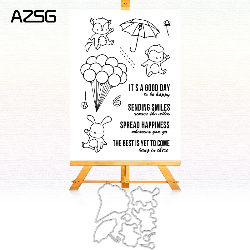 

AZSG Metal Cutting Dies and Clear Stamp Set for DIY Scrapbooking Photo Album Decoretive ST-CD-614