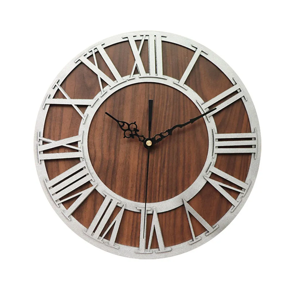Настенные часы современный дизайн механизм винтажные цифровые Металлические европейские деревянные римские ремесленные настенные часы для гостиной декоративные 19MAY8