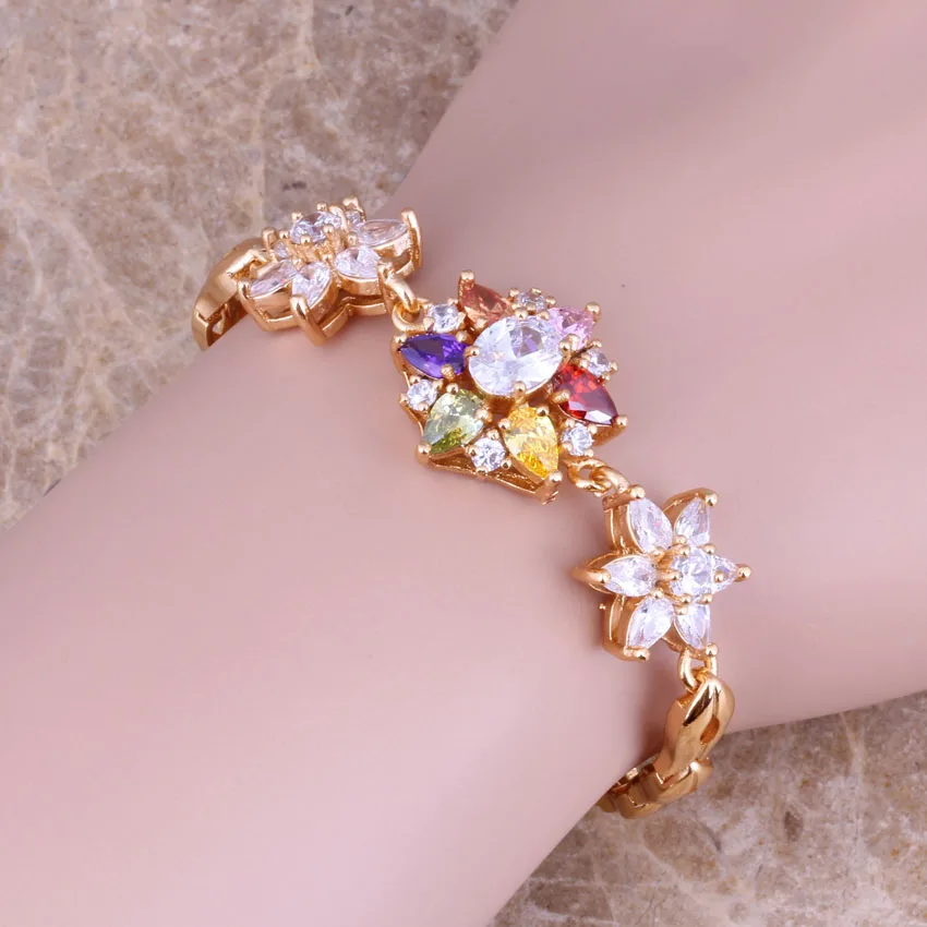 Браслет-цепочка с разноцветным цветком 19 см | Украшения и аксессуары