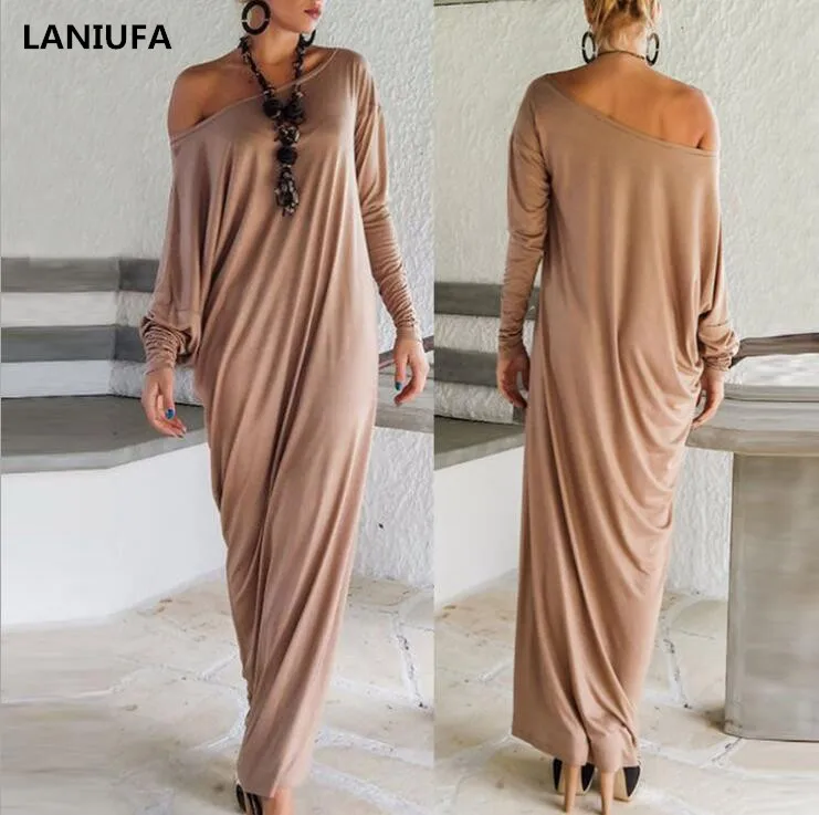 

Women Dress Summer Shoulder Dress elegant Vestidos Casual Loose Long sleeve Floor Length Beach Dresses women clothes