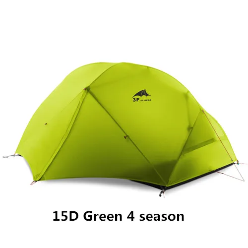 3F UL GEAR 2 Человек Палатка Сверхлегкий Камп палатки tenda tente barraca de acampamento - Цвет: 15D Green 4 season