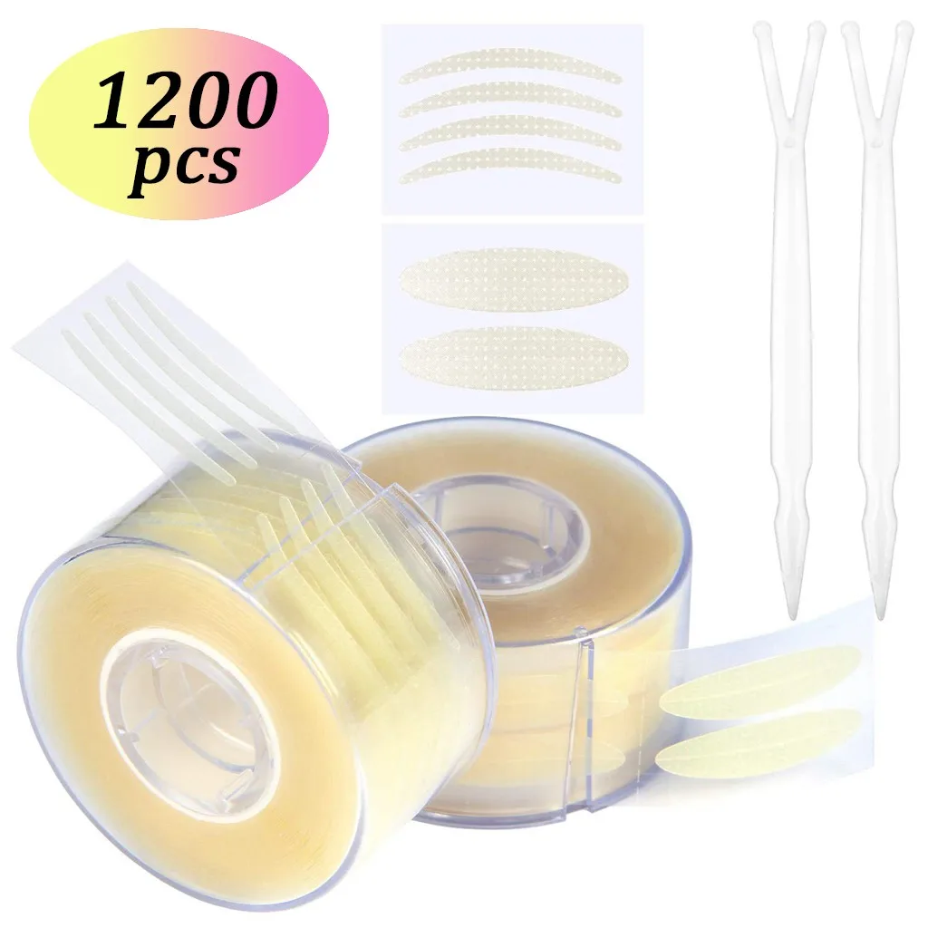 

1200pcs Double Eyelid Tapes Invisible Adhesive Eye Stickers Instant Eyelid Lift Clear Beige Stripe Self-adhesive Natural Eye Tap