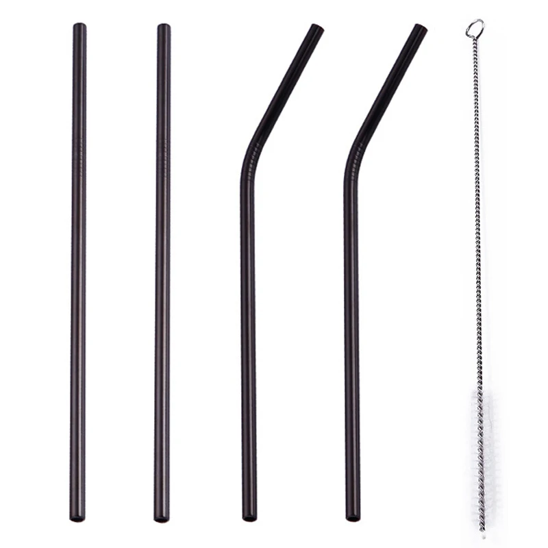 Eco-Friendly Reusable Stainless Steel Drinking Straw Set with Cleaner and Carrying Case