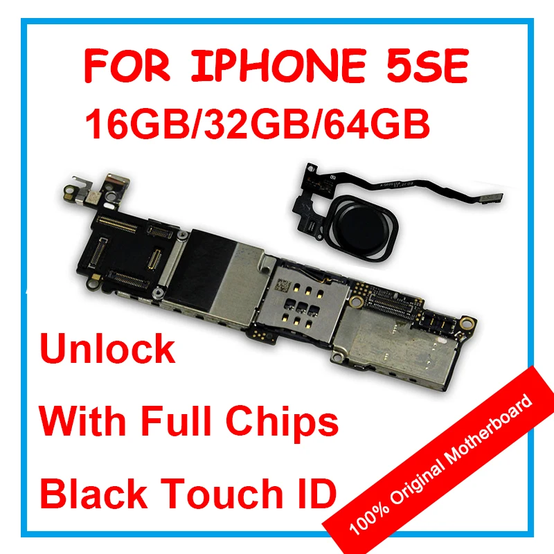 16 Гб/32 ГБ/64 ГБ версия для iPhone 5SE оригинальная разблокированная материнская плата с черной логической платой Touch ID с полным чипом