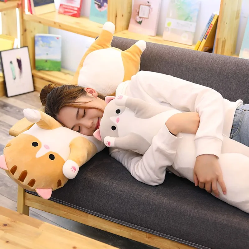 Candice guo plush toy stuffed doll cartoon animal long body cat pig sofa sleeping pillow cushion baby birthday gift present 1pc