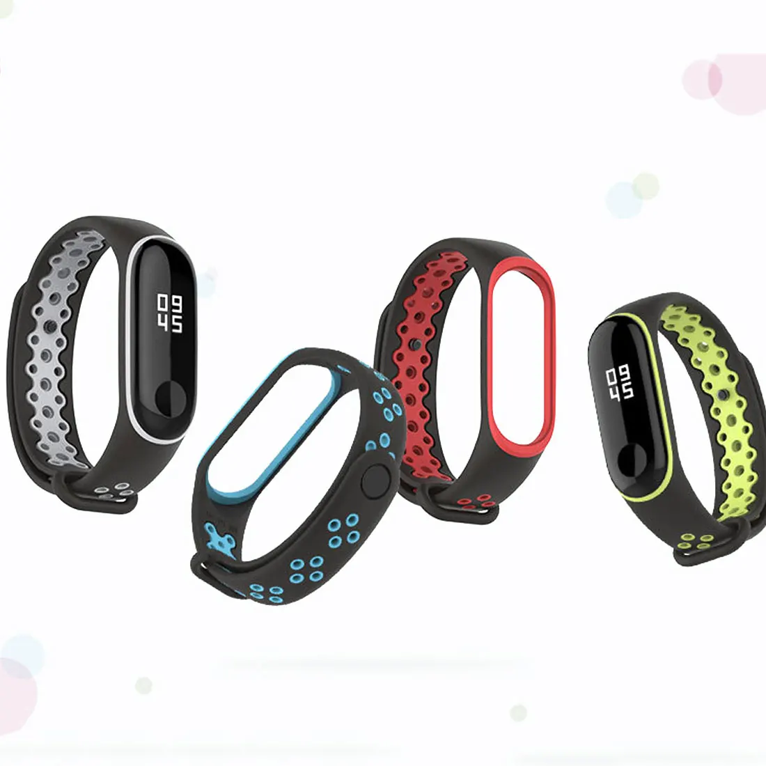 Двойной Цветной спортивный ремешок на запястье для Xiaomi Mi Band 3 силиконовый браслет