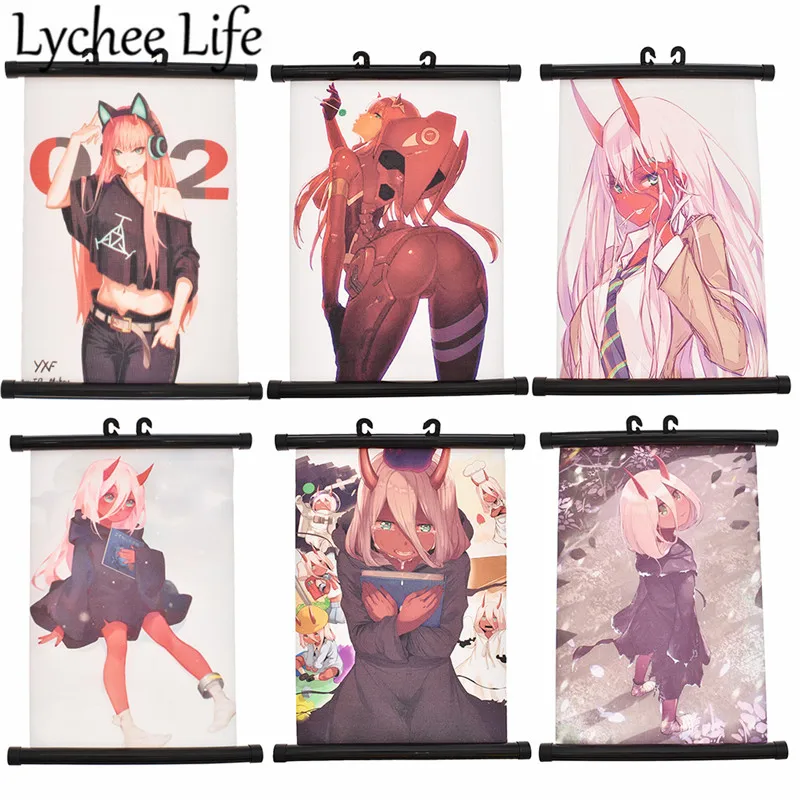 

Japan Style Animation Scroll Painting Cartoon Figure Flat Poster Gifts Modern Home Wall Decorations Collections