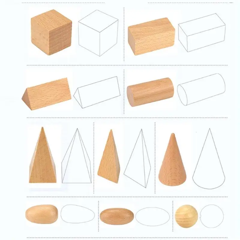 Детские Деревянные Геометрические тела формы Монтессори обучения образования математические игрушки