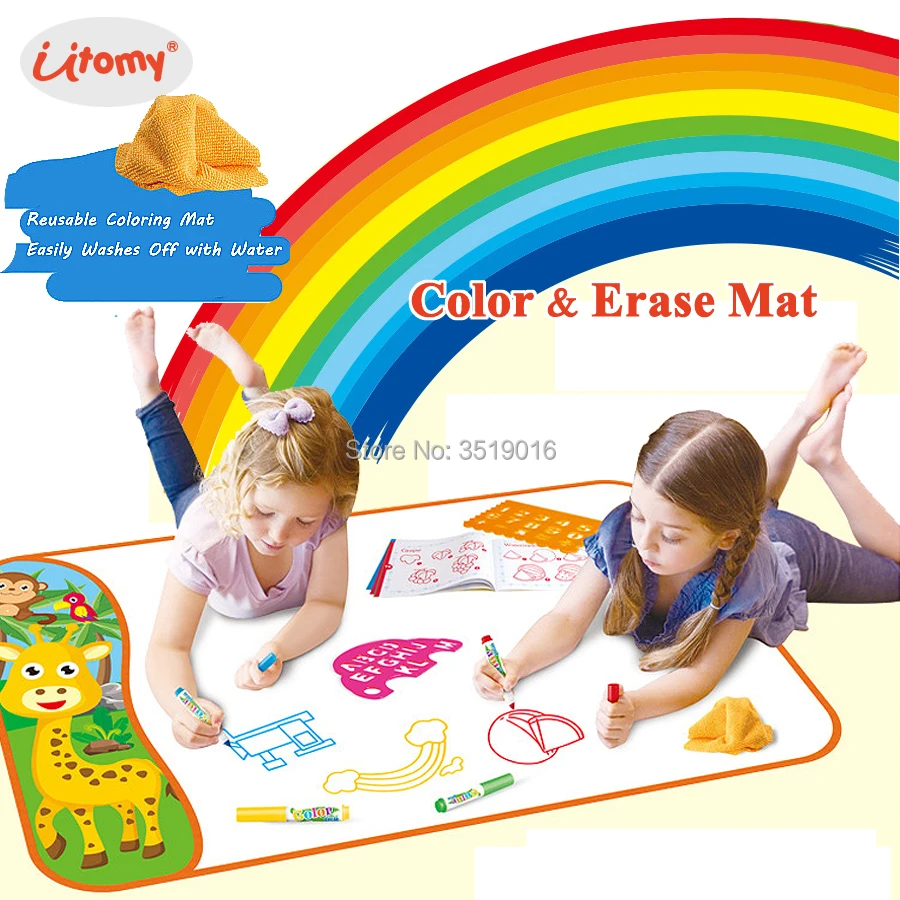 

Color & Erase Mat graffiti canvas Coloring Reusable Coloring Mat Easily Washes Off with Water Educational drawing toys for Kids