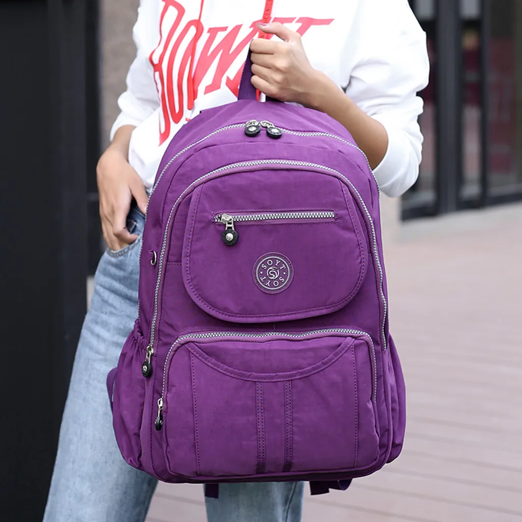 Purple L Рюкзак, стиль, для женщин и мужчин, модный, вместительный, нейлоновый, водонепроницаемый, для путешествий, сумки, школьный ранец, высокое качество - Цвет: Purple L
