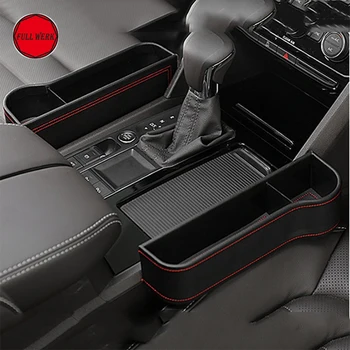 

1 Pair PU Leather Car Seat Crevice Storage Box Organizer Container Large Capacity Car Seat Gap Filler Console with Cup Notch