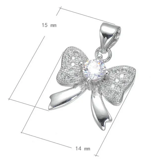 Fashion silver color jewelry fingings bow pendant for necklace transparancy AAA zircon butterfly 5pcs/Lot Wholesale | Украшения и