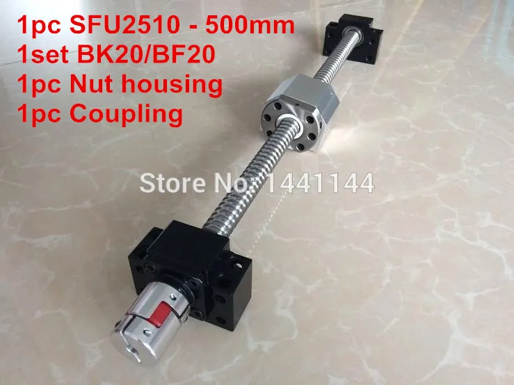 

SFU2510- 500mm ball screw with ball nut + BK20 / BF20 Support + 2510 Nut housing + 17*14mm Coupling