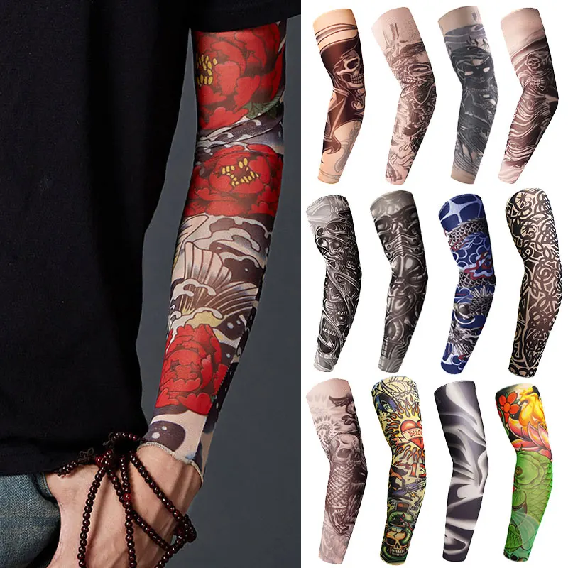 

Fioday New Temporary Fake Tattoo Sleeve Unisex Arm Warmer Designs Elastic Summer Arm Sleeves Cover Tattoos Sun UV Protection
