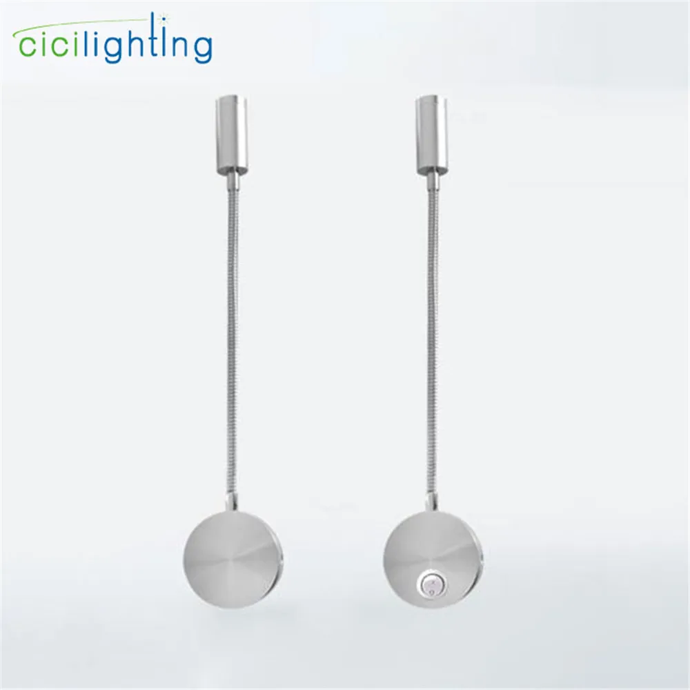 Modern Hardwired Flexible 3W Gooseneck Led Wall Light Sconce Lamp Lighting for Bedroom Reading luminaria Aluminum lighting
