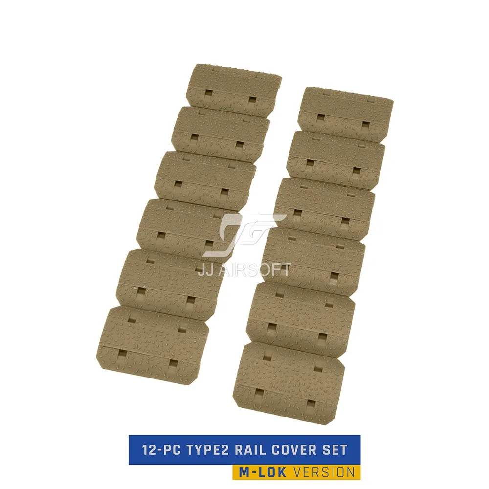 12-PC 12 pcs Type2 MLOK M-LOK السكك الحديدية مجموعة غطاء (أسود/تان/ديلوكس)