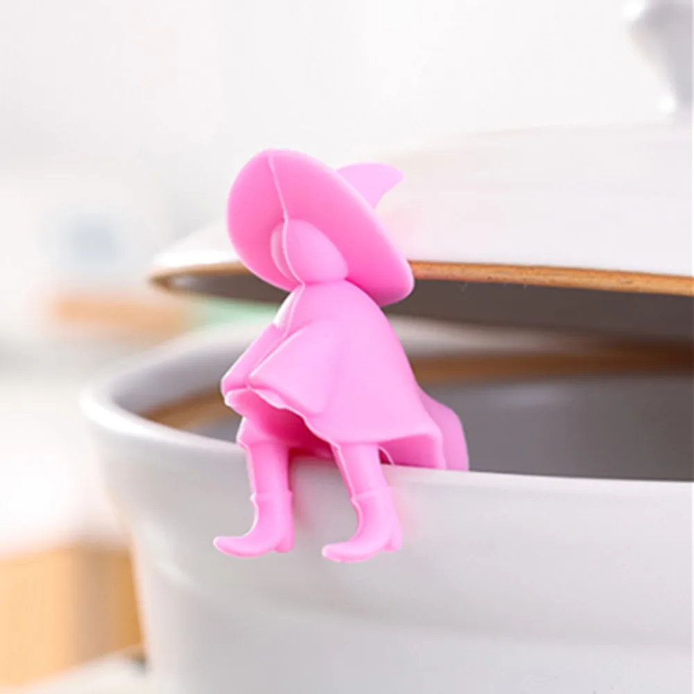

Silicone Pot Cover Heightening Prevent Spill Control Creative Cooking Tools Lid Holder Magical Girl