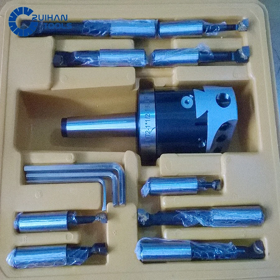 

Boring head set F1-12mm Boring head MT2 shank M10 drawbar thread 9pcs 12mm carbide boring bar