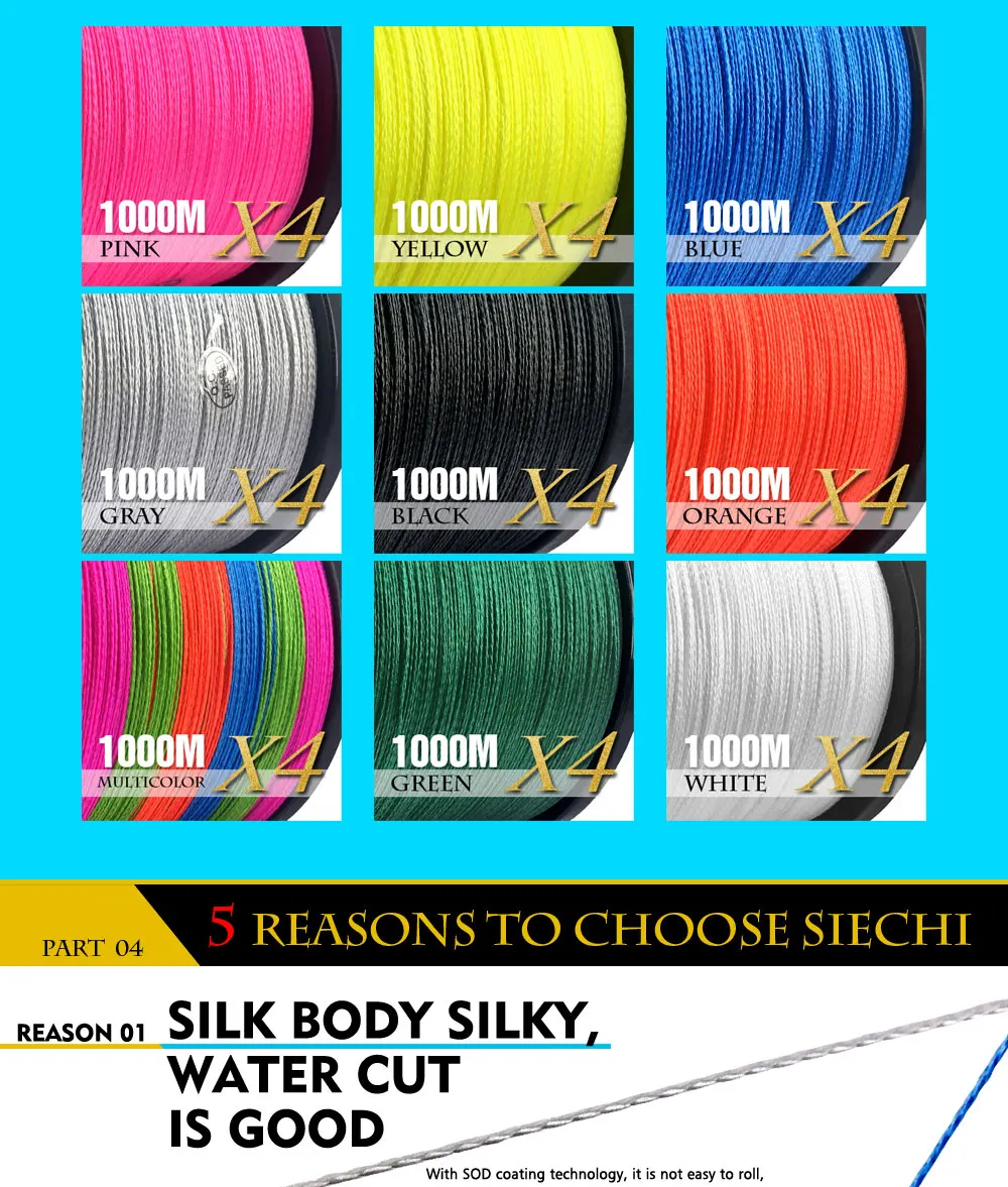 Linha de Pesca Nova Fios Trançado 1000 Metros Multifilament Corda Peche Carpe Fio 12-83lb 2021 4 pe 6 pe trançado 1000 metros multifilament linha de