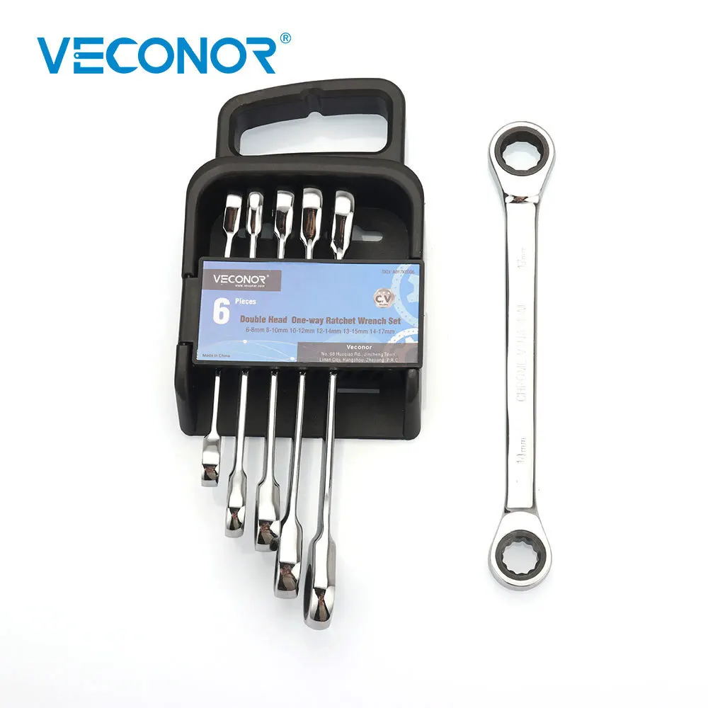

6PCS Dual Ratcheting Head Socket Wrench Kit Double End Ratchet Wrench Set CRV Steel 72T Rack Pack