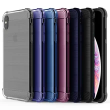 

For Apple iPhone X XR XS Max 7 8 Plus Anti-knock Shockproof Carbon Fibre Clear TPU Silicone Gel Case Edge Protection Phone Cover