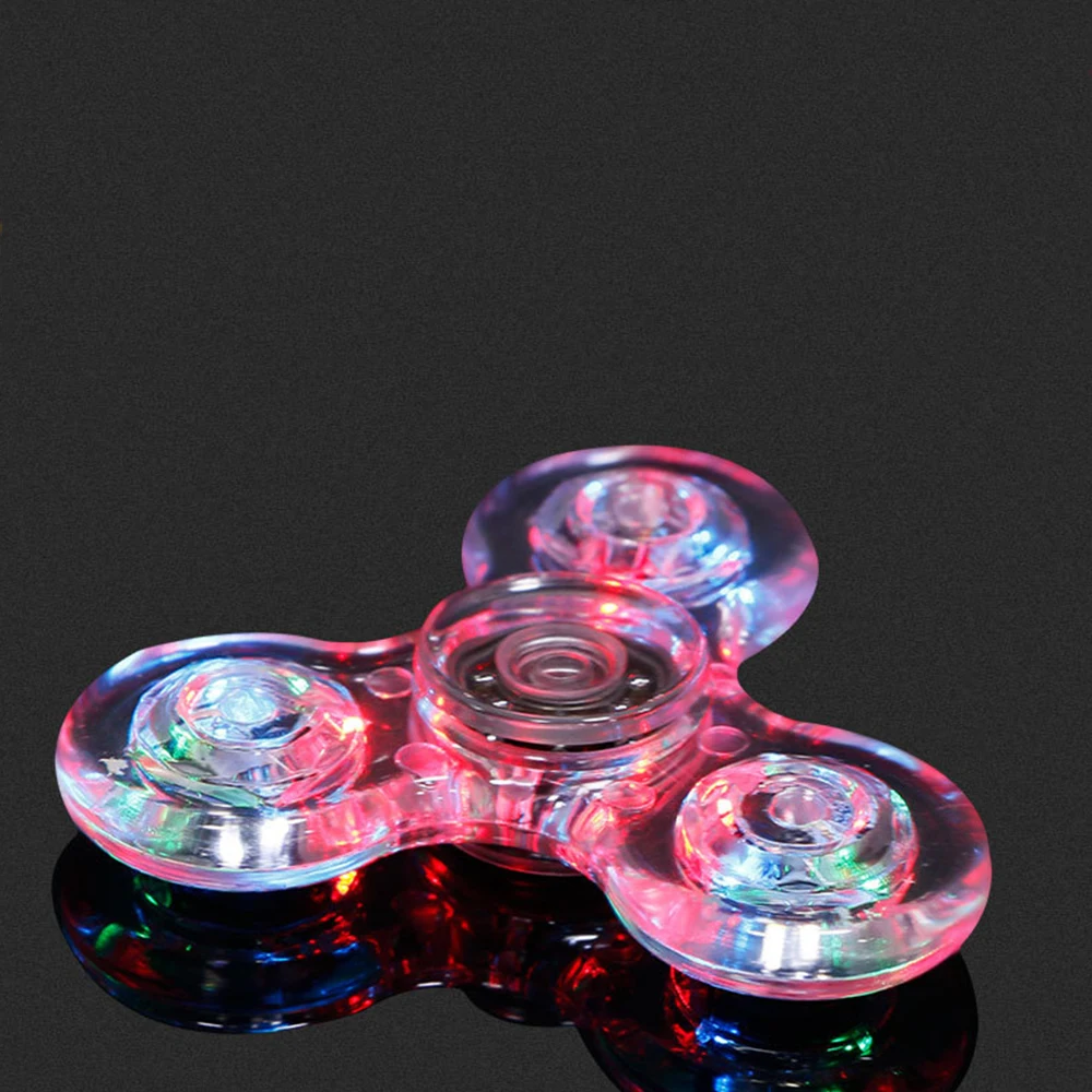 DOOLNNG Tri-Spinner прозрачный светодиодный светящийся Спиннер прозрачный Кристальный красочный Спиннер антистресс Fingertip игрушки