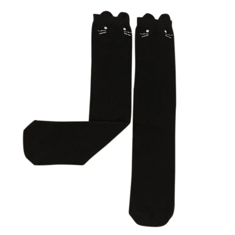 Black WEIXINBUY/носки для девочек; милые Хлопковые гольфы с рисунком кролика и кота; одежда; аксессуары - Цвет: Black