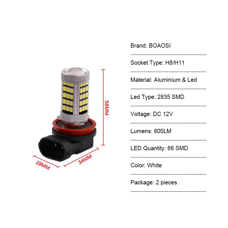 BOAOSI 2x Led H8 H11 автомобильный противотуманный светильник для Пежо 407 2008 Пежо 301 2013- Пежо 3008 2011-2013