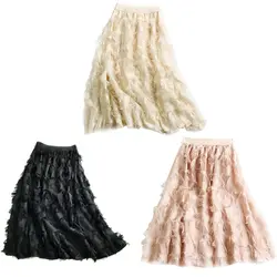 2019 Новый Для женщин перо юбка полностью двойной Слои ткани на подкладке перо юбка для вечерние события оперение юбка с перьями