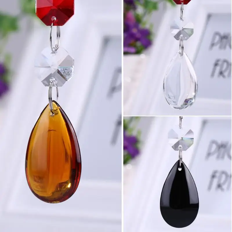 

Water Drop Colorful Light DIY Hanging String Octagonal Beads Crystal Suncatcher Pendant Drop Home Garden Decorative Ornament