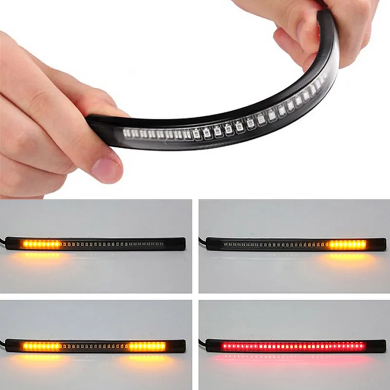 

A Motorcycle Universal Light Bar Brake Stop Steering License Plate Light Integrated Led Light Red Amber Lights