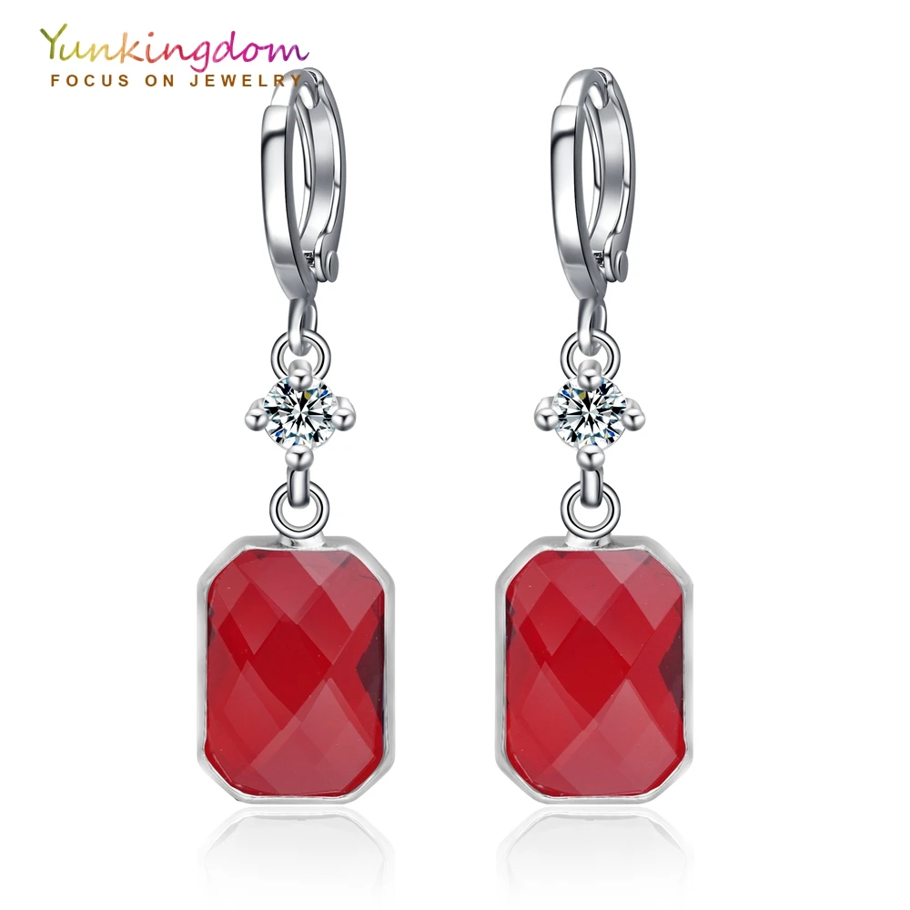 

Yunkingdom long square crystal drop earrings for women fashion drop earrings multicolour