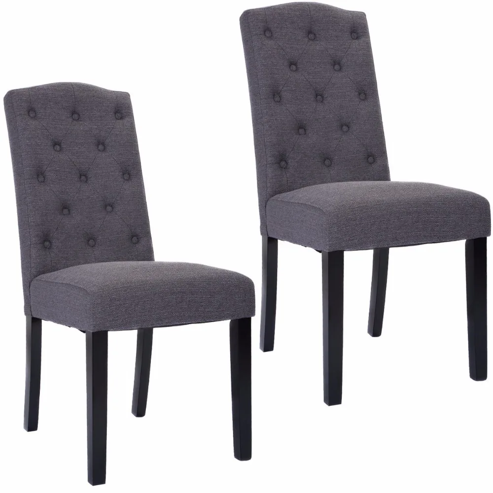 

Goplus Set of 2 Fabric Wood Accent Dining Chair Tufted Modern Living Room Furniture New Comfortable Sponge Seat HW52836