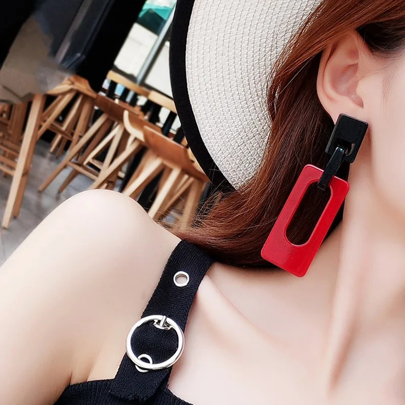 GuanLong Classic Drop Fashion Acrylic Earrings Women Statement Big Long Geometric Resin Dangling Earring Female Party Jewelry  (7)