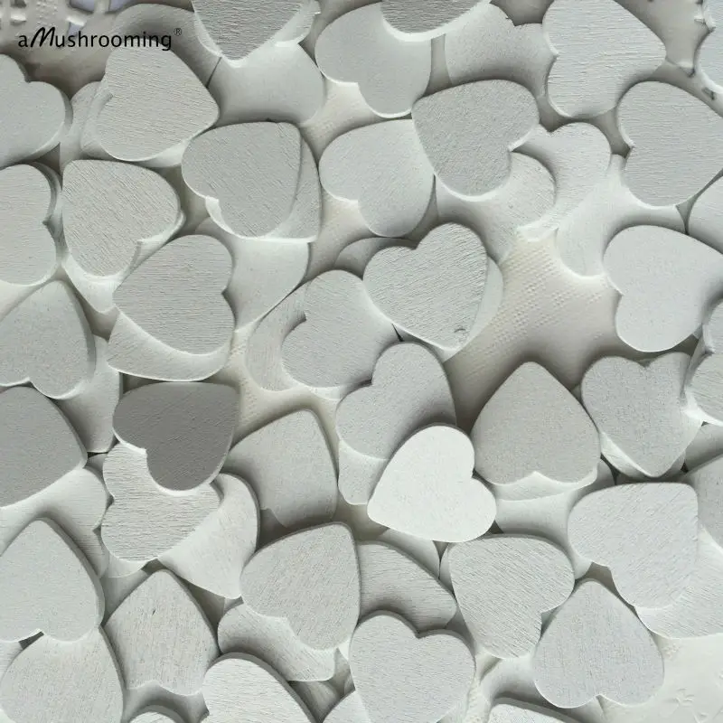 (50pcs/lot) Miniature Wooden Heart Pieces as Wedding Valentine's Day Decor- 18mm - White | Дом и сад