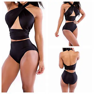 

2017 Super Sexy Summer Women Bikinis Set Swimsuit Solid High Waist Bathing Suit With Push Up Cross Bandage Bikinis Biquini