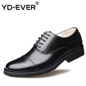 

YD-EVER Business Dress Men Formal Shoes Wedding Pointed Toe Fashion Genuine Leather Shoes Flats Oxford Shoes For Men