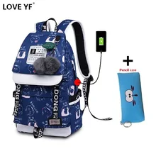 Women's fashion backpack Black butterfly USB laptop backpack High capacity waterproof student school bags for teenage girl