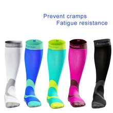 Для женщин и мужчин унисекс ноги поддержки стрейч спортивные гетры Компрессионные гольфы носки для пеших прогулок бега длинные носки