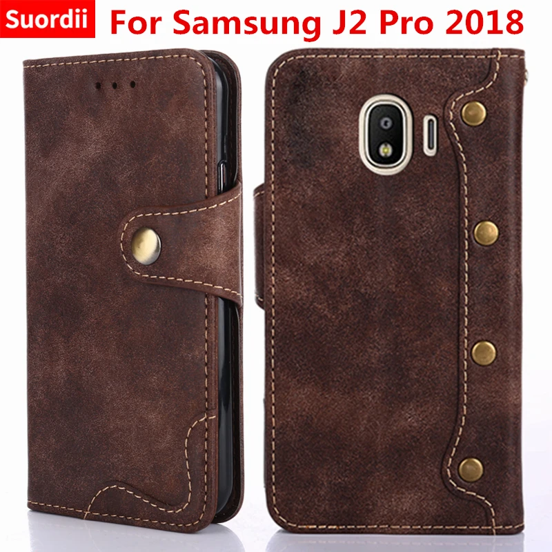 Для samsung Galaxy J2 Pro 2018 чехол J250 J250F 5 0 ''люкс заклепки кожаный флип бумажник для pro