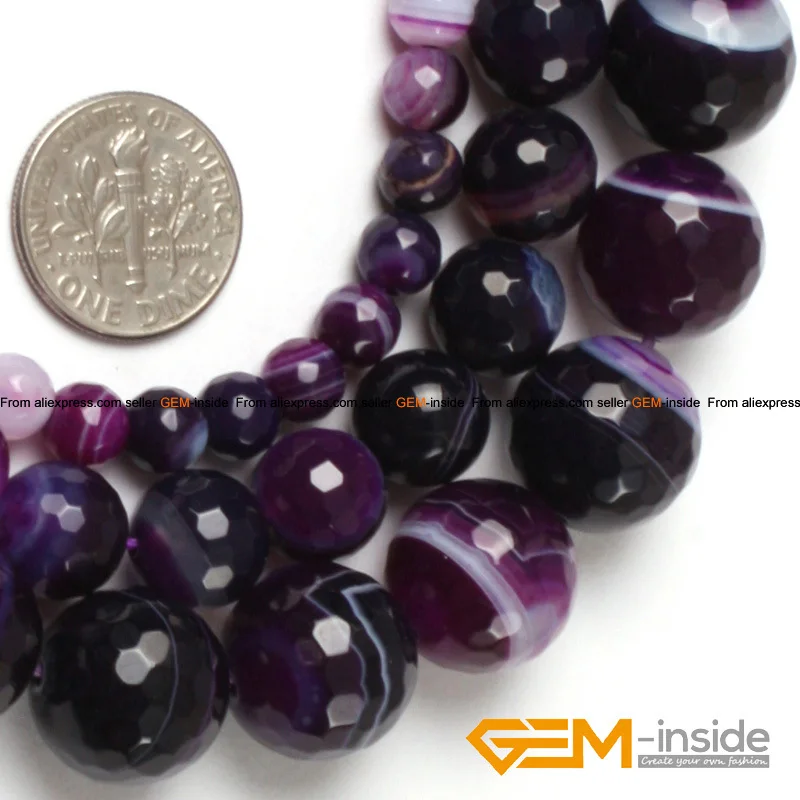 

Round Faceted Banded Purple Onyx Beads,Selectable Size 6mm To 14mm,Fashion Jewelry Beads For Bracelet Strand 15"Wholesale !
