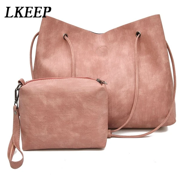 

2 Pcs/Set Fashion Women Bag Composite Bags PU Leather Soft Solid Color Women Shoulder Bag Handbags 2 Pieces Ladies Casual Tote
