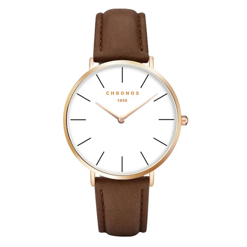 CHRONOS для мужчин s часы Лидирующий бренд минималистский часы для мужчин модные кожаные кварцевые наручные часы Relogio Masculino - Цвет: CH0234